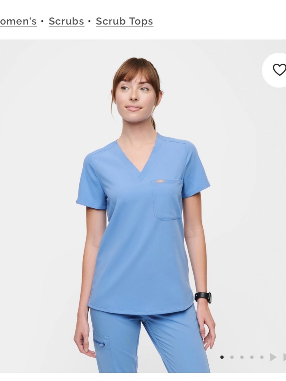 Figs Women's V-Neck Scrub Top in Light Blue